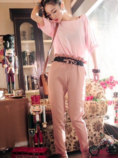  [[*พร้อมส่งF ]] [Or-006] Orange Country ++กางเกง++ กางเกงขายาวสีชมพู