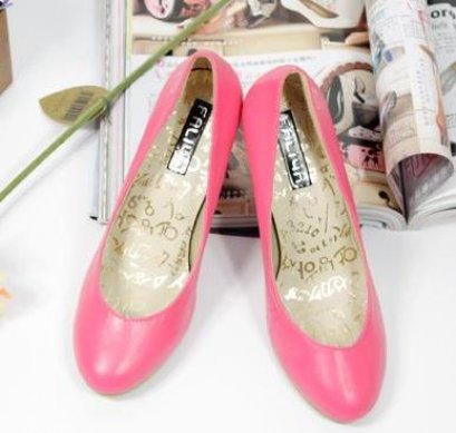 [[พร้อมส่ง]] [RB-100] RB++รองเท้า++รองเท้าคัทชูสีชมพูเข้มหัวมน สไตล์เรียบๆค่ะ