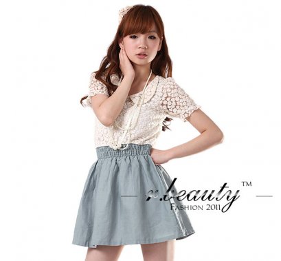  [[พร้อมส่ง]] [RB-114] RB++เดรส++เดรสเสื้อแขนยาวลายดอกเล็กๆสีขาว เอวยืดได้