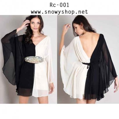  [[พร้อมส่ง]] [Rc-001] Richcoco++เดรส++เดรสขาวดำผ้าซีฟองพริ้ว