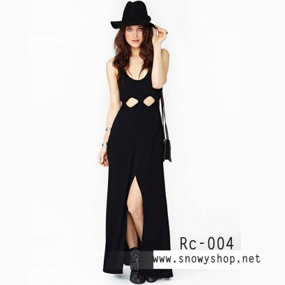  [[พร้อมส่ง]] [Rc-004] Richcoco++เดรส++เดรสสีดำแขนกุด กระโปรงผ่าหน้า เอวดีไซน์เก๋ๆ