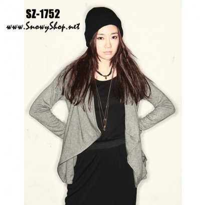  [*พร้อมส่ง F] [SZ-1752] SZ เสื้อคลุมแจ๊คเก็ตสีเทากันหนาวแขนยาว ซิปหน้า