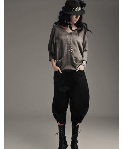  {{SALE!! 299บาท}} [[พร้อมส่ง]] [SZ-199] SZ++กางเกง++กางเกางสีดำขาสามส่วน ทรงใหญ่ ใส่สบายๆค่ะ