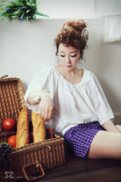  {{SALE!! 299บาท}} [[พร้อมส่ง]] [SZ-212] SZ++กางเกง++กางเกงขาสั้นสีม่วงลายสก๊อตเข้ารูปค่ะ