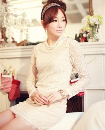 [[*พร้อมส่ง L ]] [เดรสลูกไม้] [SZ-3460] Shezyy ++เดรส++ เดรสแขนยาวลูกไม้สีขาว