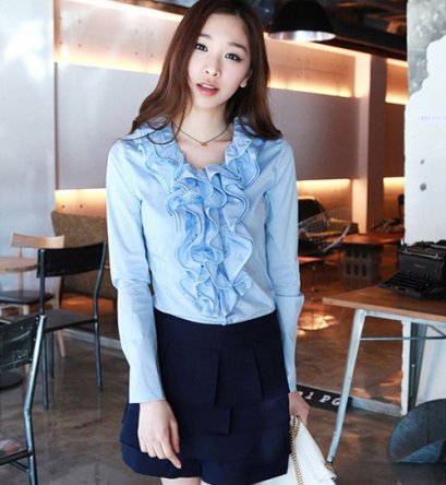 [[*พร้อมส่ง S M L ]] [SZ-3483] Shezyy ++กางเกง++ กางเกงขาสั้นเป็นชั้นๆ สีน้ำเงิน