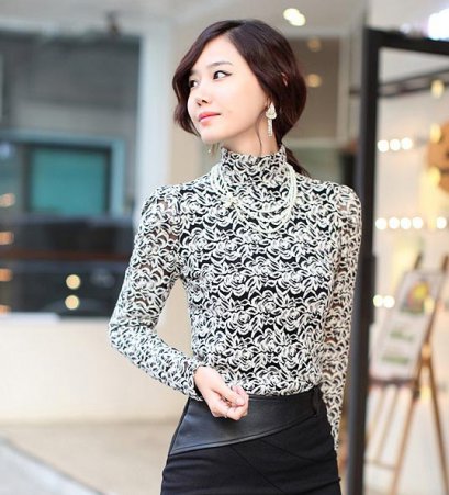  [[*พร้อมส่ง M]] [เสื้อลูกไม้] [SZ-3781] Shezyy++เสื้อ++เสื้อลูกไม้ลายดอกกุหลายสีดำ แขนยาวค่ะ