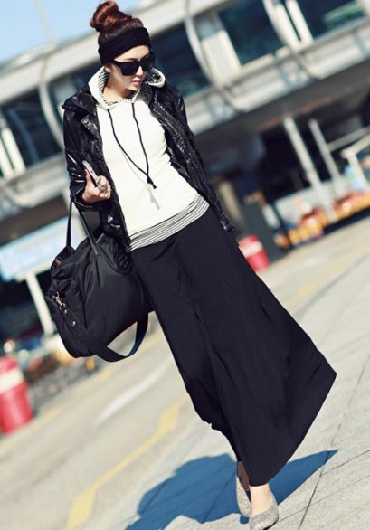 [*พร้อมส่ง] [SZ-3873] Shezyy++กระโปรง++กระโปรงยาวสีดำ