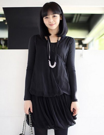  {{SALE!! 599บาท}} [[*พร้อมส่ง F ]] [SZ-8073]SZ++เดรส++เดรสสีดำผ้าซีฟองกระโปรงทรงบอลลูน