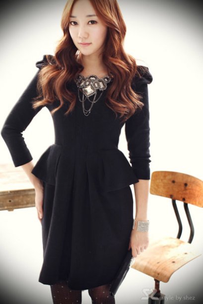  [[พร้อมส่ง S]] [SZ-9165]SZ++เดรส++เดรสสีดำแขนยาวบ่าตั้ง เอวเข้ารูป กระโปรงพุ่มสั้น ใส่ทำงานสวยๆค่ะ