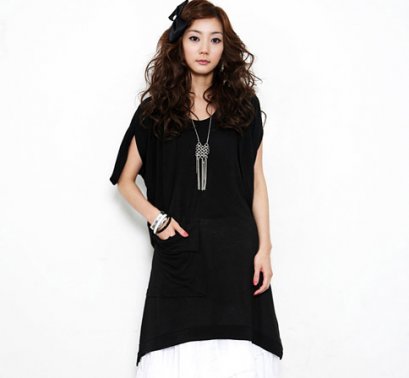 [[*พร้อมส่ง F]] [SZ-9209] Style By Shez++เสื้อ++สีดำตัวยาวแขนกุด ผ้าฝ้ายหนายืดหยุ่นได้อย่างดี มีกระเป๋าเก๋ๆข้างหน้าค่ะ