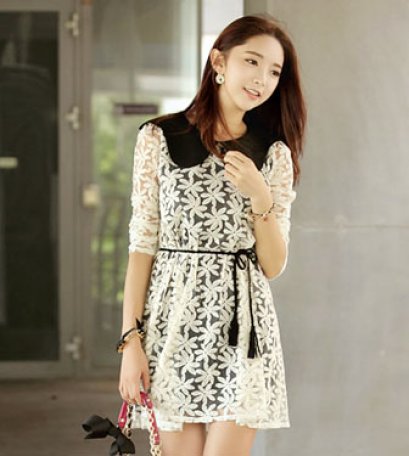 [*พร้อมส่ง S] [เดรสลูกไม้] [SZ-9710] Style By SZ++เดรส++เดรสสีขาวลายผ้าลูกไม้ลายดอกใหญ่ชิคๆ คอปกเพิ่มความเก๋ไก๋ค่ะ