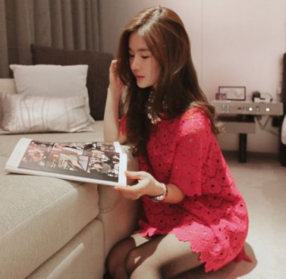  [[*พร้อมส่ง S, M]] [เดรสลูกไม้] [SZ-9772] Style By SZ++เดรส++เดรสลูกไม้สีชมพูเข้ม มีผ้าซ้อนอย่างดี