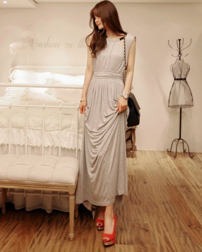 [[*พร้อมส่ง F]] [SZ-9789] Style By SZ++แม๊กซี่เดรส++แม๊กซี่เดรสสีเทาชุดยาวผ้าใส่สบายๆ