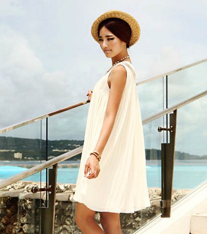 [[*พร้อมส่ง F ]] [SZ-9791] Style By SZ++เดรส++เดรสสีขาวผ้าซีฟองแขนกุด