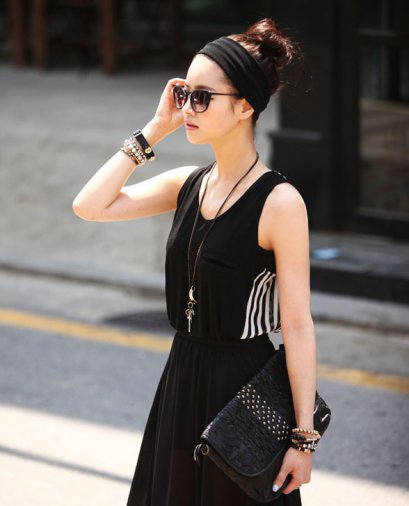 [[*พร้อมส่ง F]] [SZ-9814] Style By SZ++เสื้อ++เสื้อแขนกุดผ้าซีฟอง ด้านหลังลายทางขาวดำ