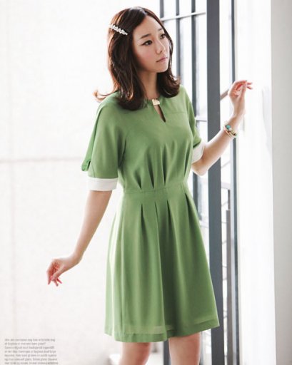  [[*พร้อมส่ง M]] [SZ-9821] Style By SZ++เดรส++เดรสสีเขียวผ้าซีฟอง กระโปรงบานมีผ้าซ้อนให้อย่างดีค่ะ