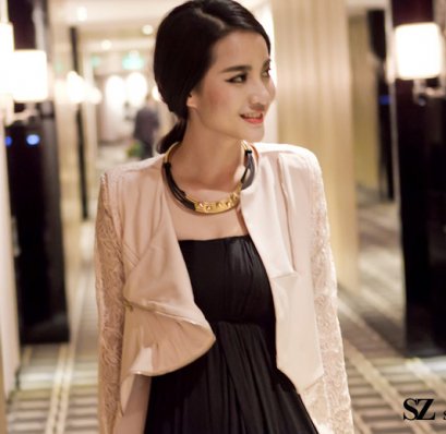  [*พร้อมส่งS,M] [SZ-9845] Style By SZ++เสื้อสูท++เสื้อสูทสีชมพูแขนผ้าลูกไม้