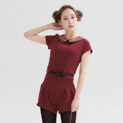  [[พร้อมส่ง]] [Yo-1001] Yozi Style ++จั๊มสูท++ จั๊มสูทขาสั้นสีแดง