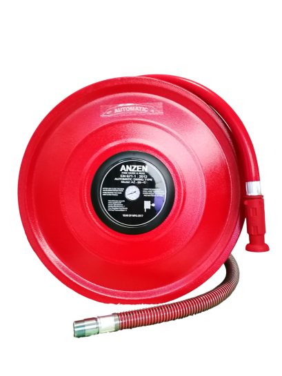 ANZEN FIRE HOSE REEL W/ PRESSURE GAUGE