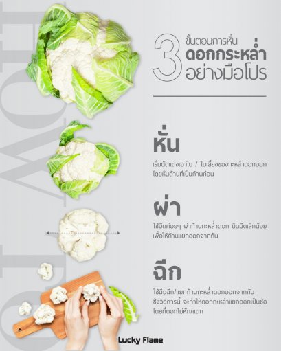 หั่นกะหล่ำดอกอย่างมือโปรง่ายๆใน 3 ขั้นตอน