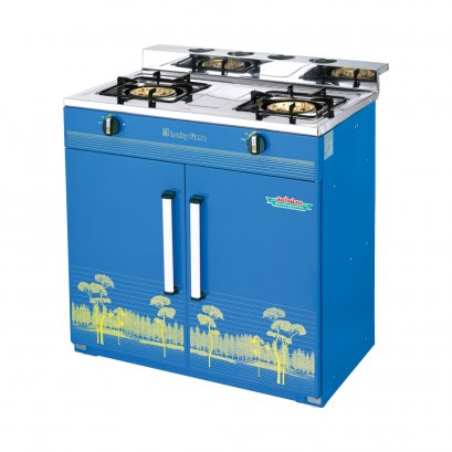 เตาแก๊สตู้ หัวเตา 2 หัว โครงหน้าสแตนเลส