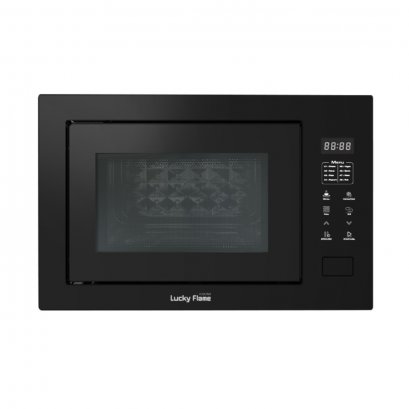 ไมโครเวฟแบบฝัง บิ้วอิน builtin ย่าง ปิ้ง คอมบิเนชั่น combination grill microwave oven 60cm 25L front ด้านหน้า สีดำ