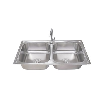 อ่างล้างจานสเตนเลส 2 หลุม แบบฝังเคาน์เตอร์