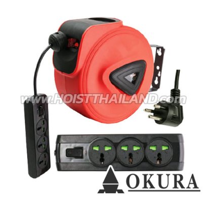 D-OK-E15/3P15 ชุดเก็บสายไฟอัตโนมัติ สายยาวพ่วง 15 ม. OKURA Electric Automatic Hose Reel
