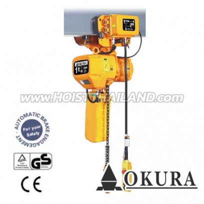 OKEH-1TON รอกโซ่ไฟฟ้าพร้อมรอกวิ่งไฟฟ้า 4 ทิศทาง OKURA ยก 1 ตัน โซ่ยาว 6 เมตร 380V