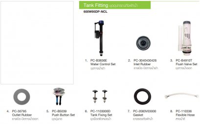 600W95DP-NCL อุปกรณ์ประกอบถังพักน้ำ 3/4.5 ลิตร