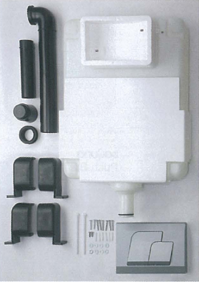 C96214 หม้อน้ำซ่อนผนังและอุปกรณ์กดชำระด้านหน้า 3/4.5L ไม่มีเฟรม