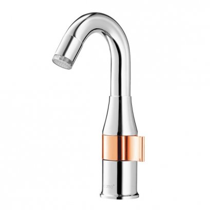 CT1213#CRG(LED) ก๊อกเดี่ยวอ่างล้างหน้าพร้อมไฟ LED (สีโครม-โรสโกลด์) รุ่น VEGAS