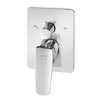 CT2323A วาล์วผสมเปิด-ปิดน้ำแบบก้านโยก ชนิดฝังผนัง พร้อมวาล์วเปลี่ยนทิศทางน้ำ รุ่น Essentia