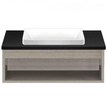 V00101 ตู้เก็บของใต้อ่างล้างหน้าแบบแขวนผนัง สีไม้เทา (Fumus Gray Oak)