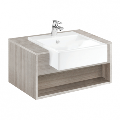 V0583#PJ ตู้เก็บของใต้อ่างล้างหน้าแบบแขวนผนัง สีไม้เทา (Fumus Gray Oak)