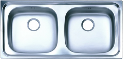 PM805T1B ALPHA SINK อ่างซิงค์สเตนเลส 2 หลุม แบบเจาะรูก๊อก