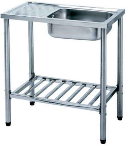 PM816SDBW SINK STAND อ่างซิงค์1หลุมมีที่พักจาน+ขาตั้ง สะดือB