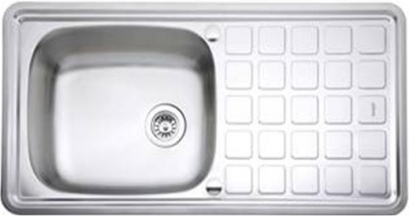 PM841SD2B อ่างซิงค์1 หลุม+ที่พักจาน สะดือ B (เจาะ2รูก๊อก)