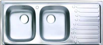 PM861TD2B อ่างซิงค์ 2 หลุมมีที่พักจาน สะดือ B (เจาะ 2 รูก๊อก)