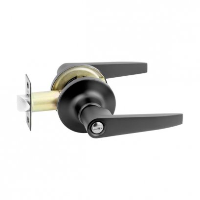 HQ446-TLB03ET มือจับก้านโยกอลูมิเนียม สำหรับห้องทั่วไป แบบมีลูกกุญแจ สีดำระบบ TUBULAR LOCK