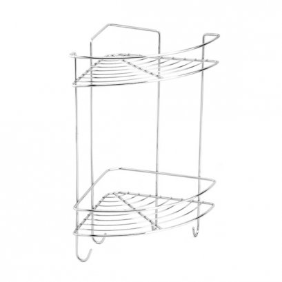 HWHOY-H105C ชั้นวางของทรงโค้งเข้ามุม  2 ชั้น มีตะขอ แบบติดผนัง