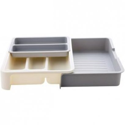 MDL04-KSB03-A149 ถาดเก็บช้อนส้อมและตะเกียบ สีเทาขาว รุ่น A-149 ขนาด 31.5x23.5x6.3cm