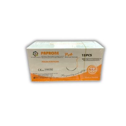 ไหมเย็บแผล PAPRONE Poliglecaprone ชนิดละลายติดเข็ม มี อย. (12 เส้น/กล่อง)