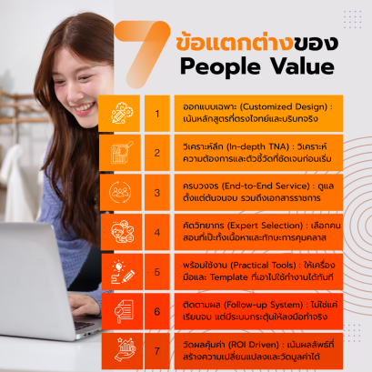 ทำไมต้องเลือก People Value? เจาะลึก 7 จุดเด่นที่ทำให้การพัฒนาบุคลากรของคุณ "เห็นผลจริง"