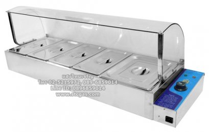 ตู้โชว์อาหารพร้อมถาดอุ่นร้อน ขนาด 5 ถาด ใช้ไฟฟ้า รุ่น NT-HBM-100