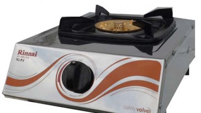 เตาแก๊สตั้งโต๊ะ หัวเตาเดี่ยว หน้าเตาสแตนเลส หัวทองเหลือง ยี่ห้อรินไน รุ่น RT-881GX (New)