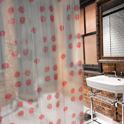 ผ้าม่านห้องน้ำพลาสติกพิมพ์ลายสวยงาม รุ่น PVC ACUSTEX