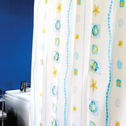 TEXTILE SHOWER CURTAIN POLY SPATEX DESIGN