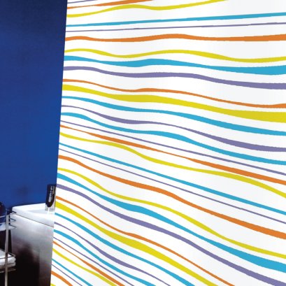 TEXTILE SHOWER CURTAIN POLY SPATEX DESIGN